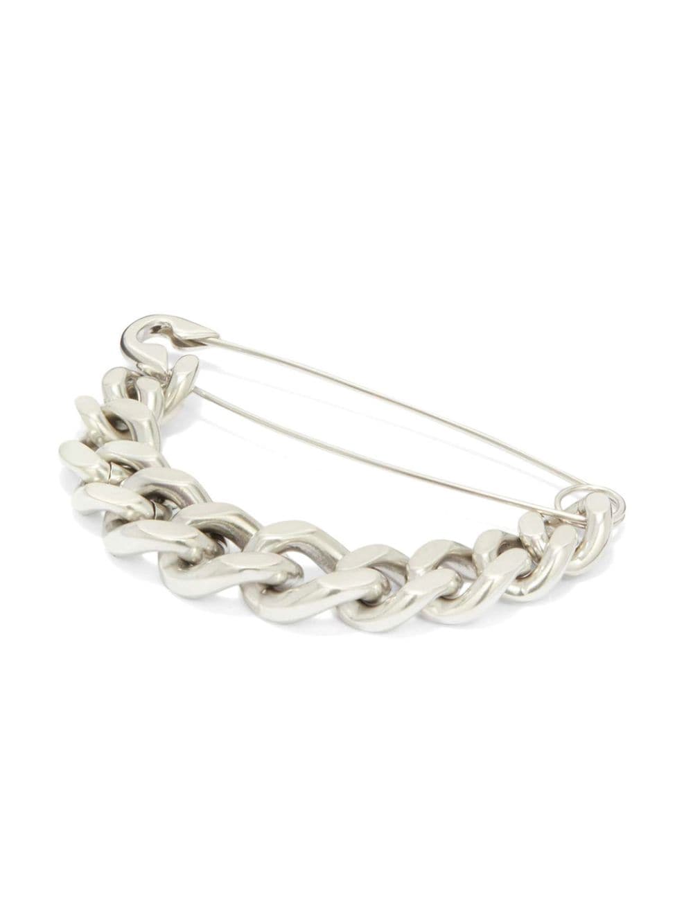 Shop Jil Sander Safety-pin Curb-chain Brooch In Silver