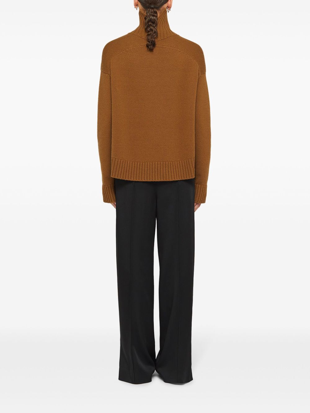 Shop Jil Sander Funnel-neck Cashmere Blend Jumper In Brown