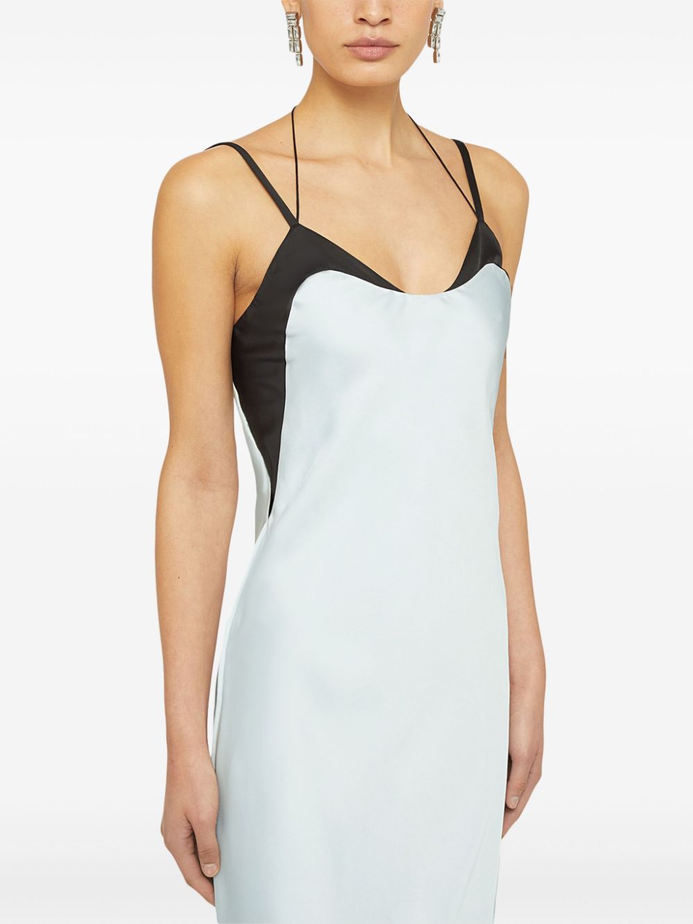 Shop Jil Sander Contrasting-detail Midi-dress In Blue