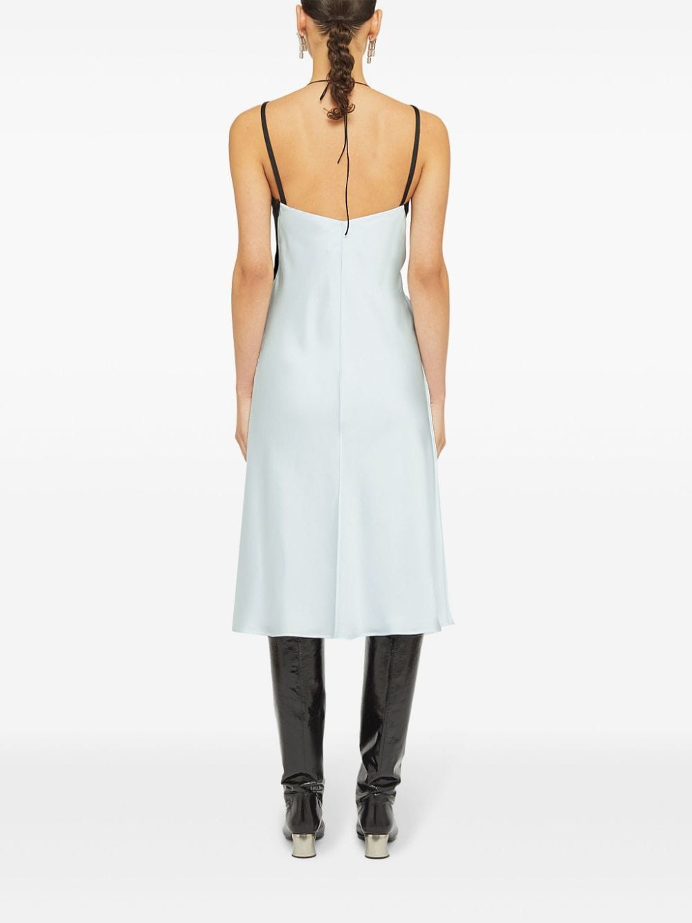 Shop Jil Sander Contrasting-detail Midi-dress In Blue