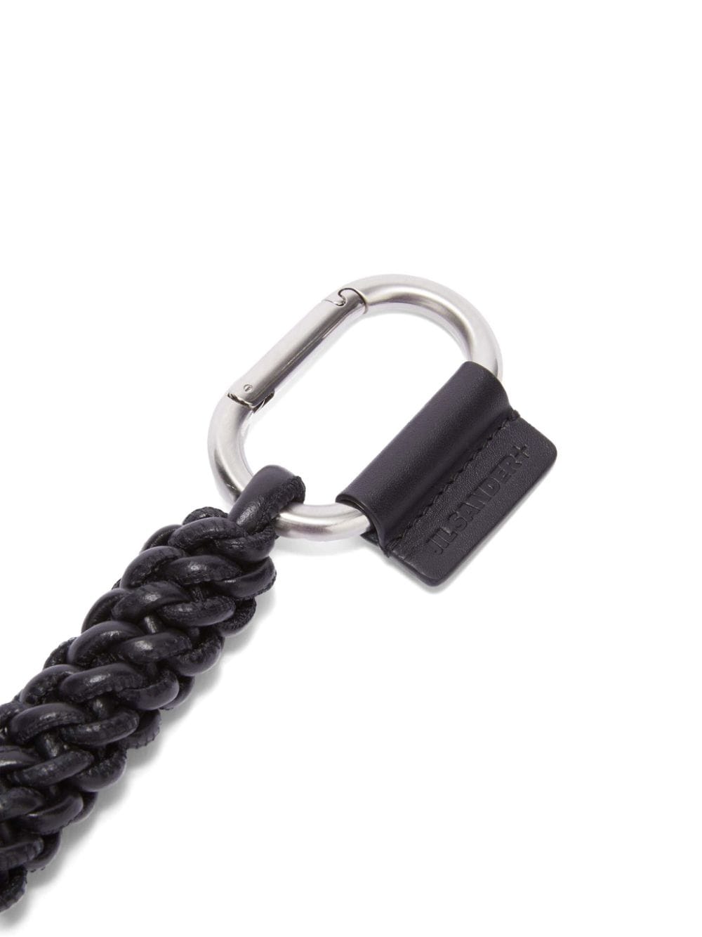 Shop Jil Sander Leather Keyring In Black