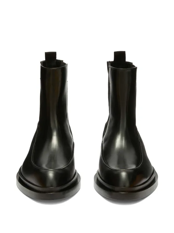 Jil Sander レザー アンクルブーツ | ブラック | FARFETCH JP