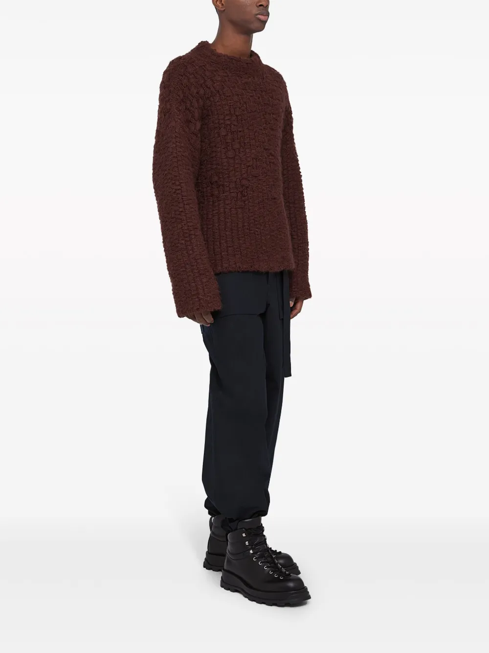 Jil Sander Grofgebreide coltrui Bruin