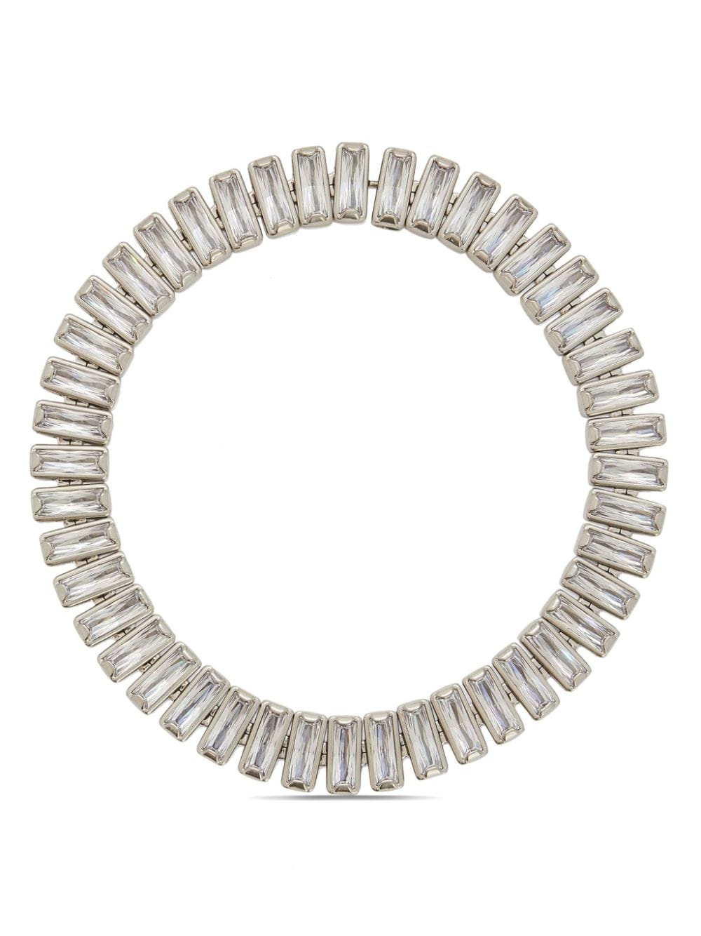 Jil Sander Handcrafted Brass Necklace With Row Of Zircons In Grey