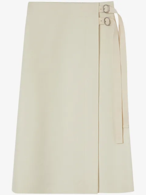Jil Sander midi uldnederdel i slå om-stil