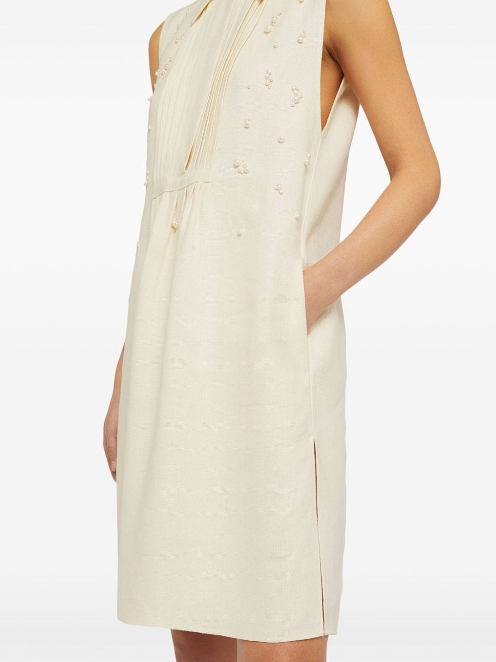 Shop Jil Sander Pearl-embroidered Shirt Dress In Neutrals