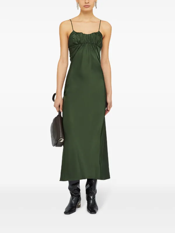 国内発 Jil Sander グリーンリネンドレープノースリーブドレス Jil Sander ノースリーブ ドレス | グリーン | FARFETCH JP