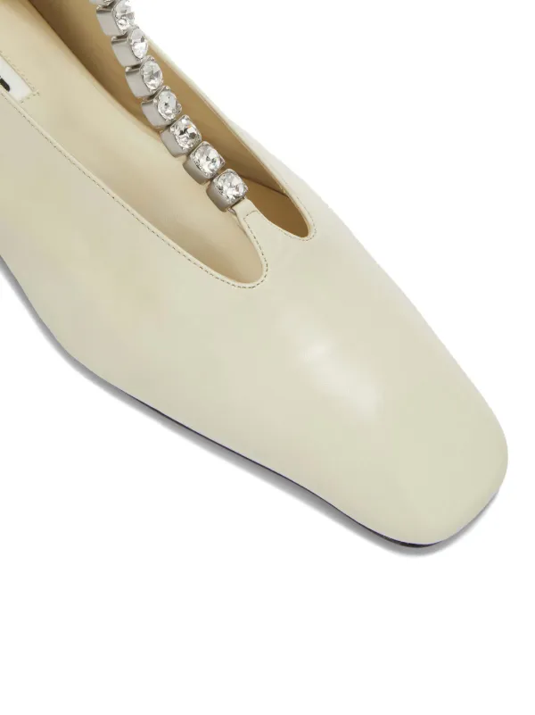 Jil Sander ビジュートリム フラットシューズ | ホワイト | FARFETCH JP