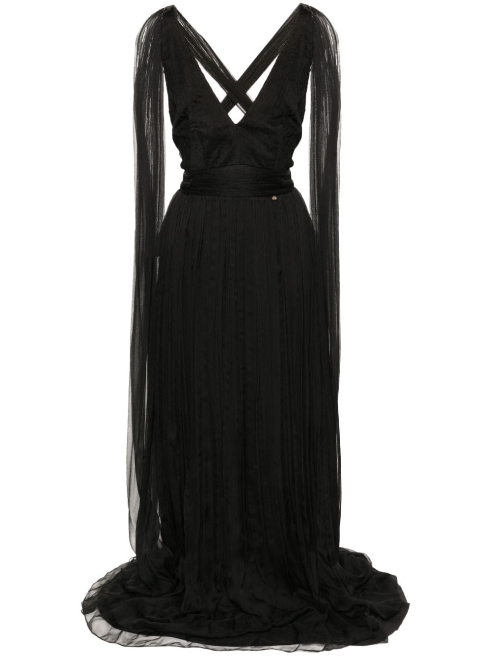 plissé lace-up gown