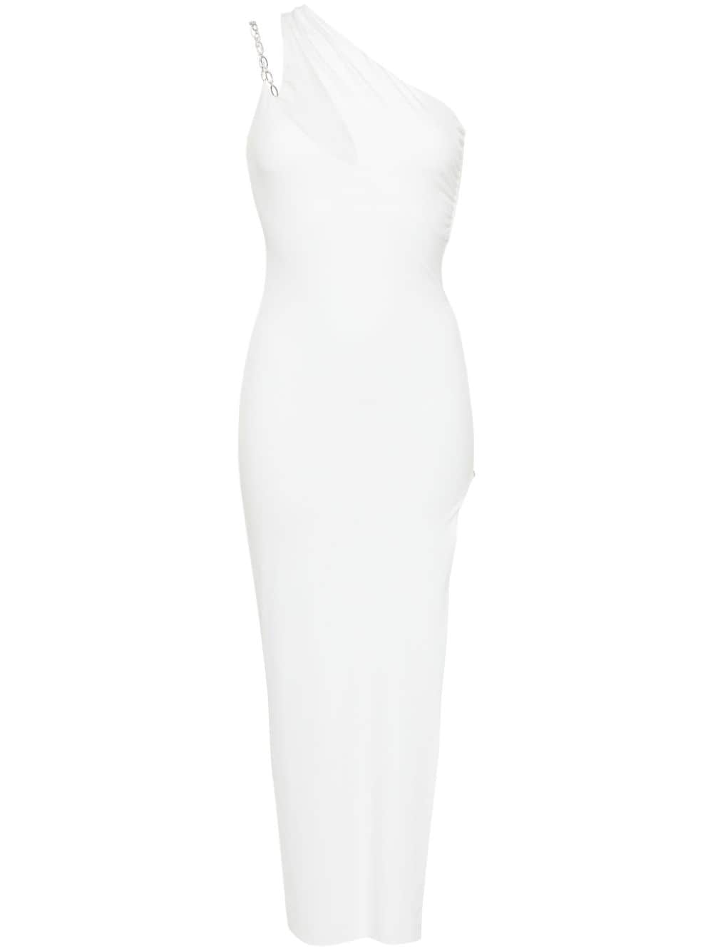 Nissa One-shoulder Crepe Gown In White