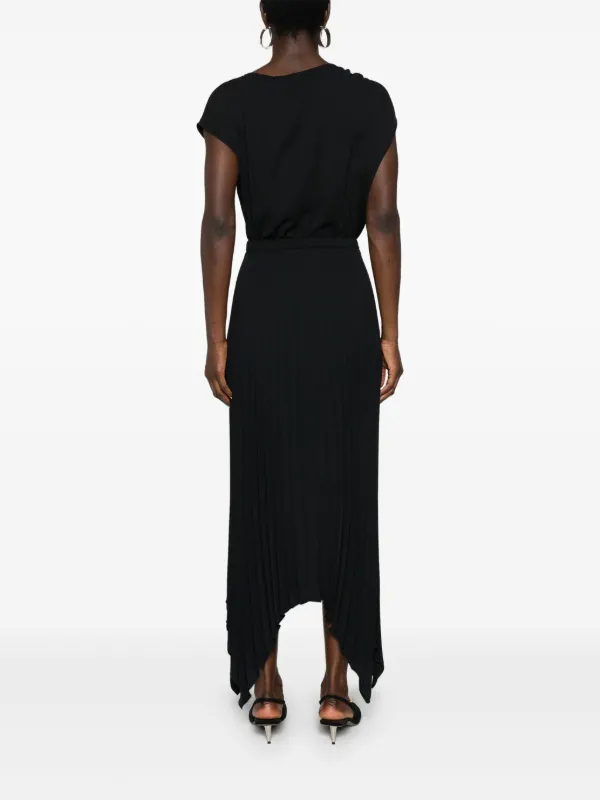 open lace back dress Rasya One-Shoulder Pleated Maxi Dress