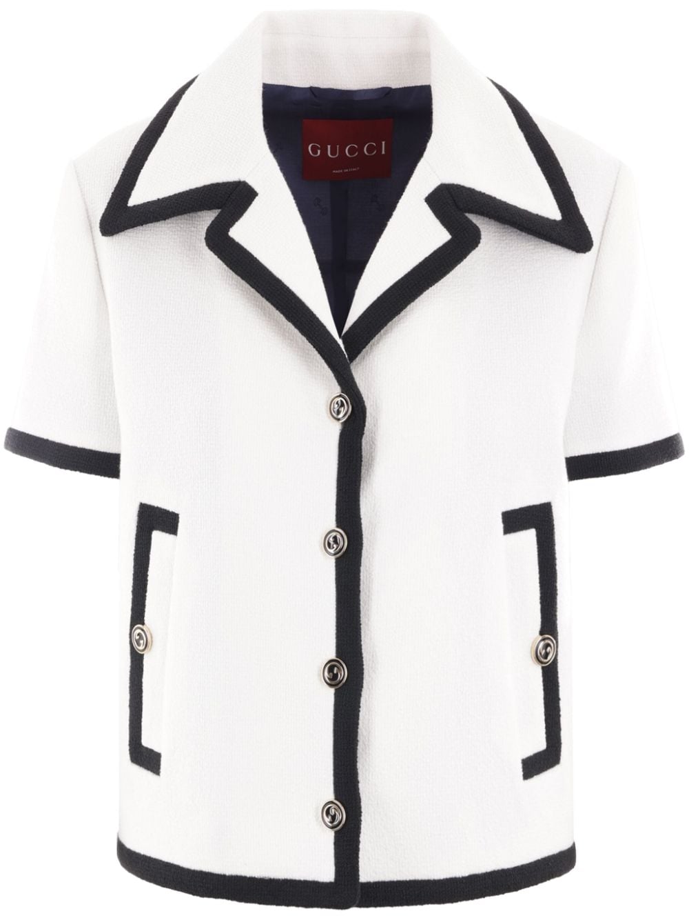 Gucci contrasting-trim tweed jacket Wit