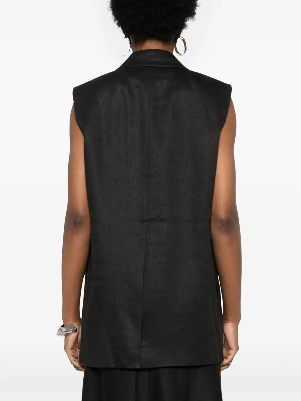Theory Gilet van linnenblend met dubbele rij knopen Zwart