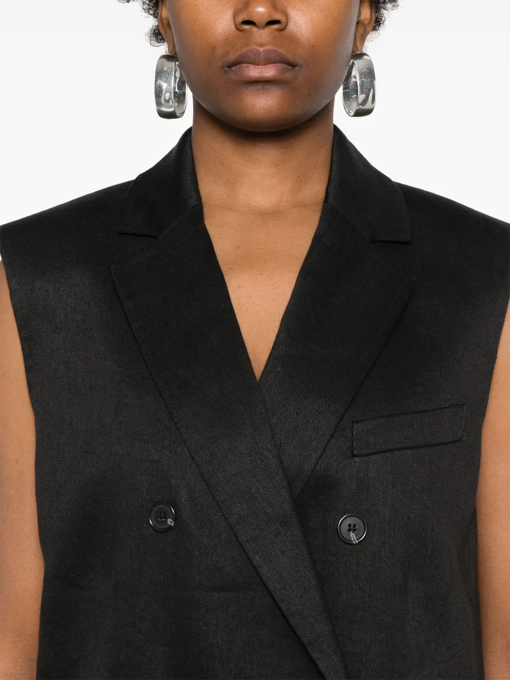 Theory Gilet van linnenblend met dubbele rij knopen Zwart