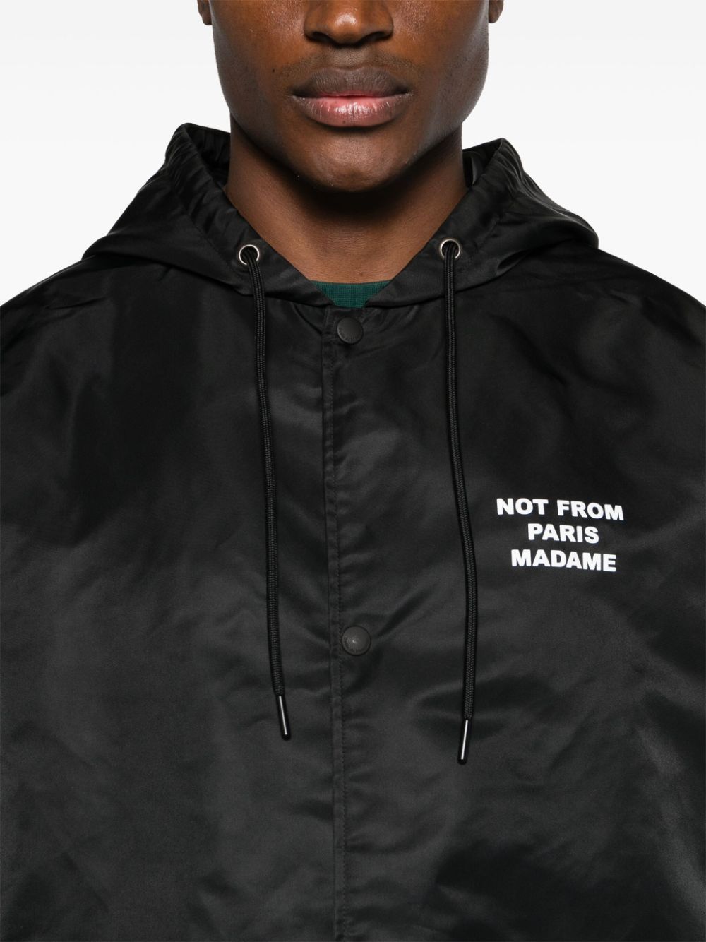 Shop Drôle De Monsieur Press-stud Hooded Parka In Black