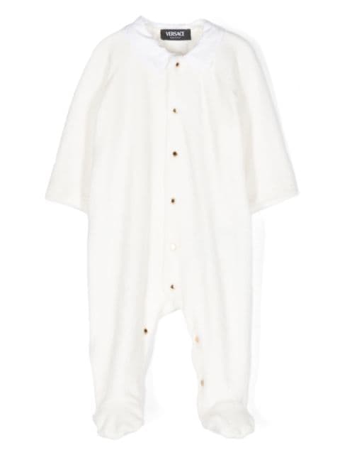 Versace Kids Greca-embroidered velvet pijamas