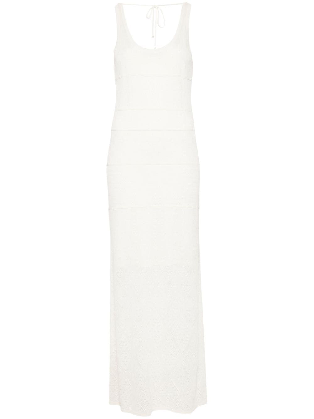 Hugo Boss Pointelle-knit Column Maxi Dress In White