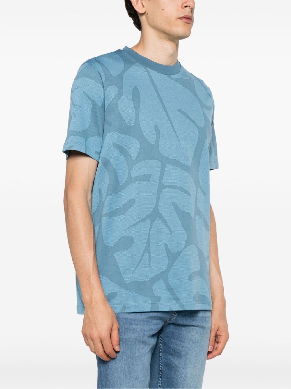 Shop Hugo Boss Abstract-pattern Cotton T-shirt In Blue