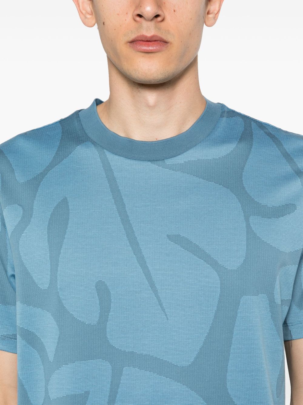 Shop Hugo Boss Abstract-pattern Cotton T-shirt In Blue