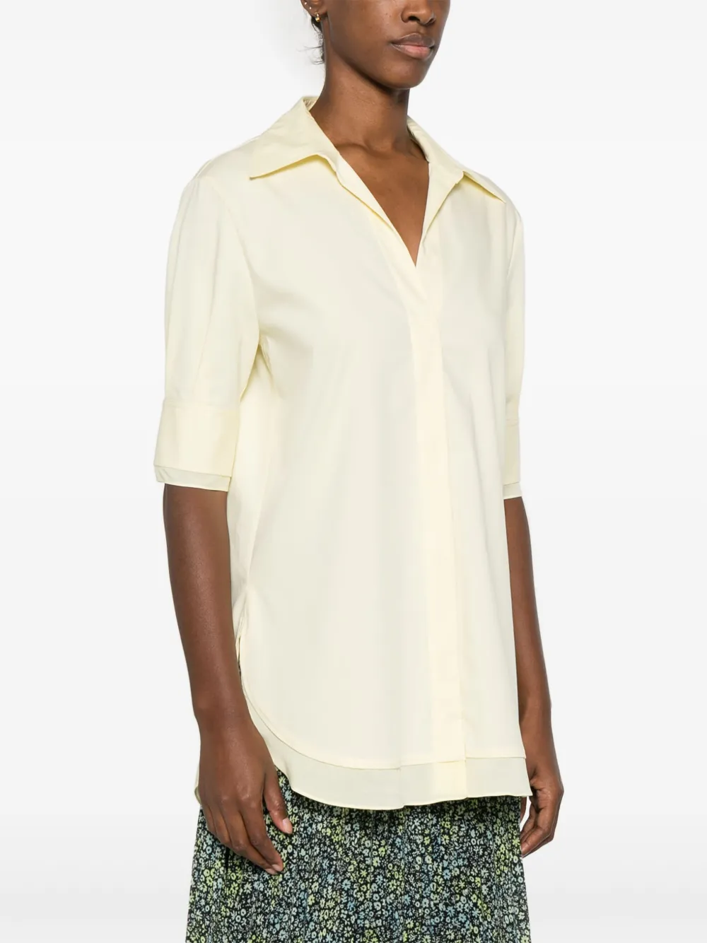 BOSS Blouse met uitgesneden kraag Geel