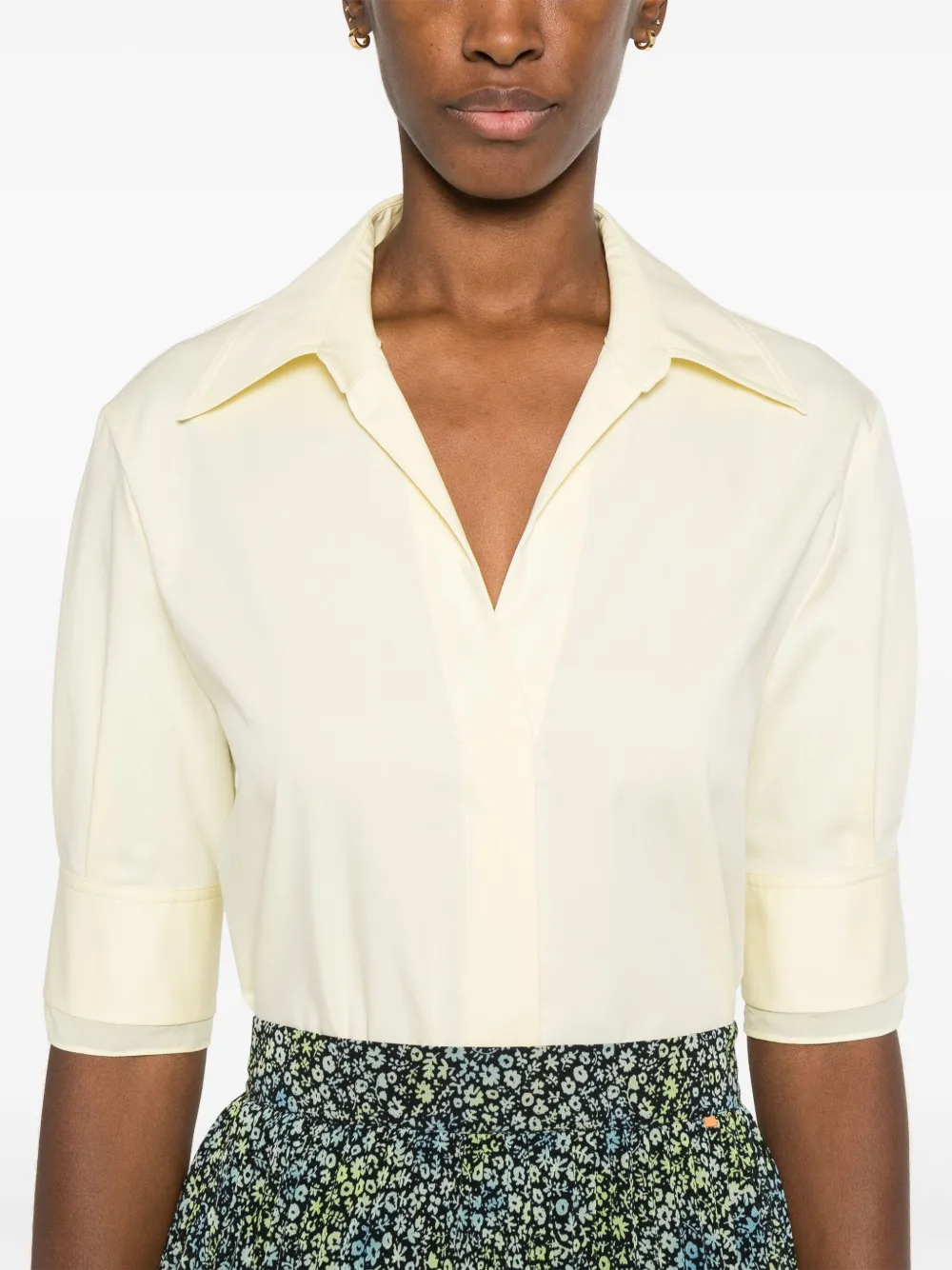 BOSS Blouse met uitgesneden kraag Geel