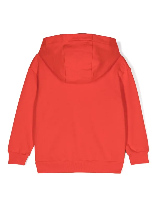 Fendi Kids logo-patch zip-up Hoodie Red FARFETCH IN