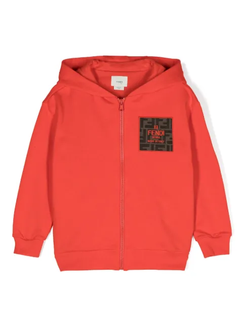 Fendi Kids logo-patch zip-up hoodie