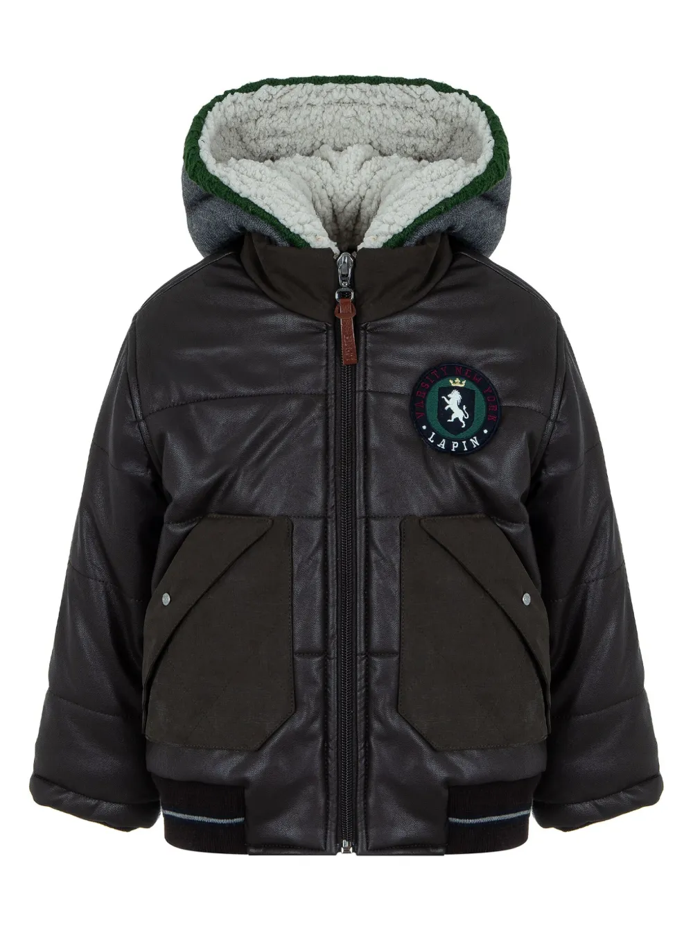 Lapin House Gewatteerd jack met logopatch Bruin