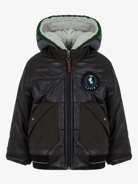 Lapin House logo-patch padded jacket 
