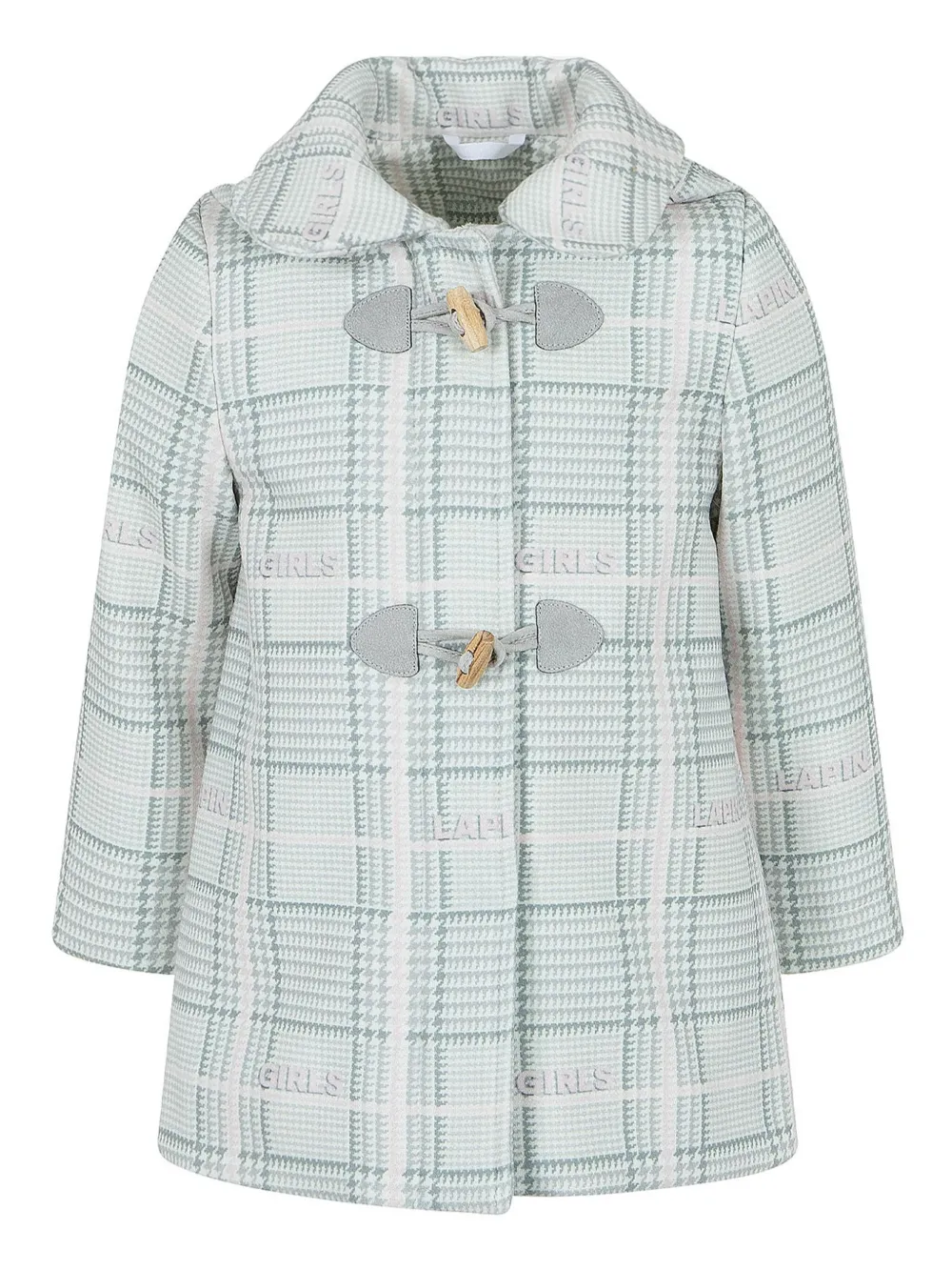 Lapin House Plaid Hooded Organic Cotton Coat In Green