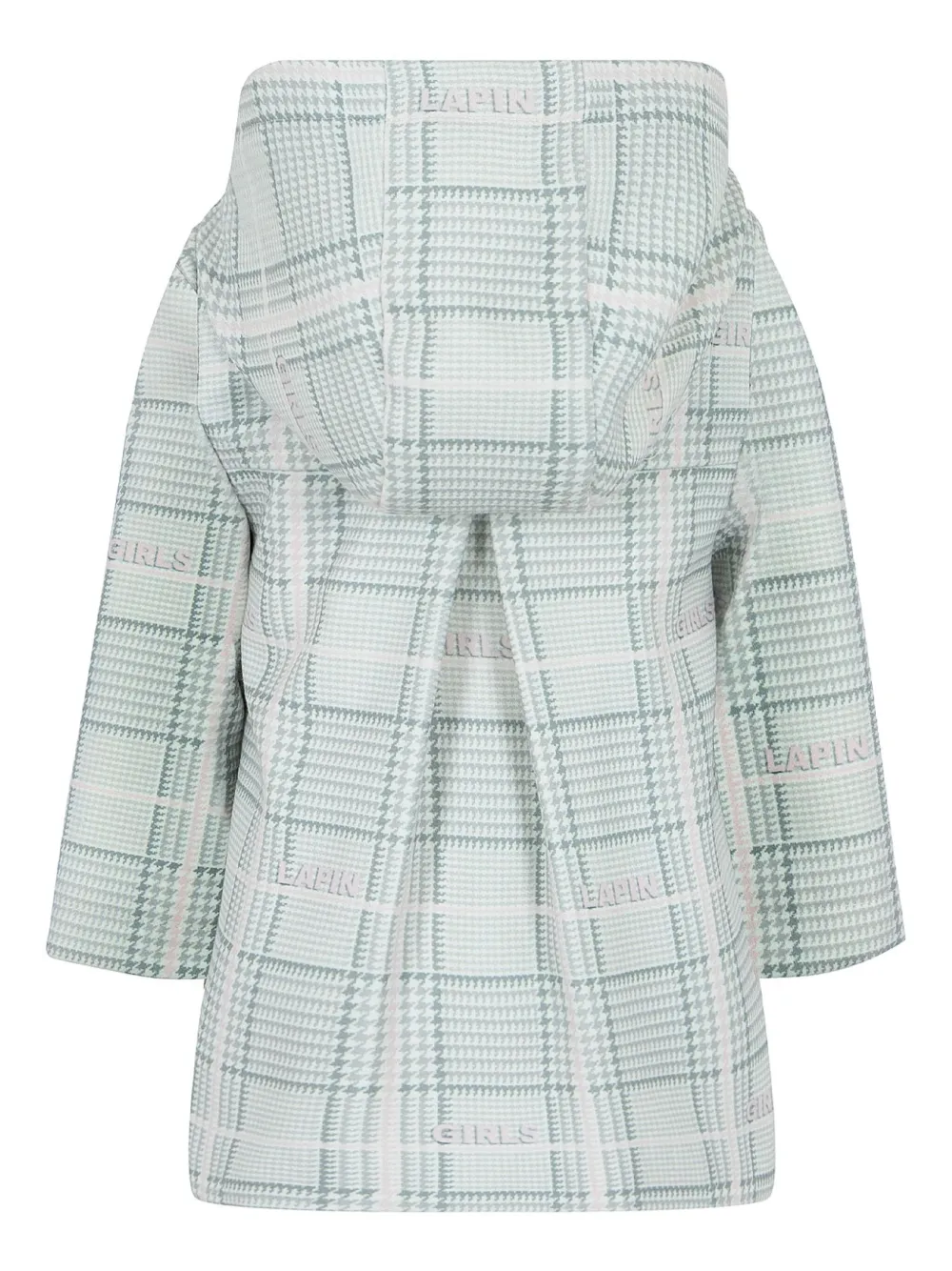 Lapin House Plaid Hooded Organic Cotton Coat In Green