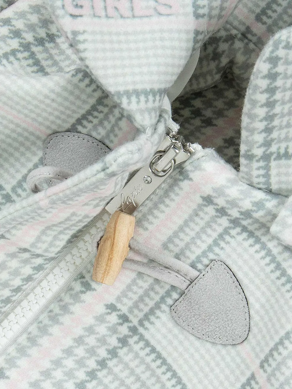 Lapin House Plaid Hooded Organic Cotton Coat In Green