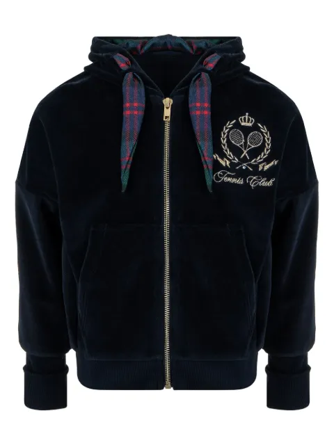 Lapin House velvet zip-fastening hoodie