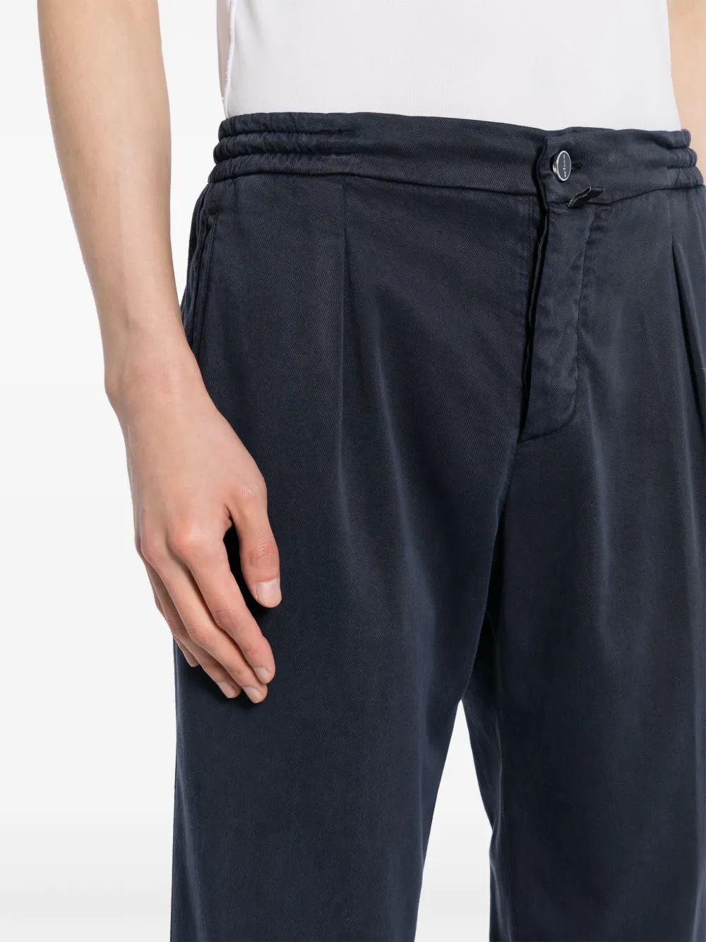 KITON PLEATED TAPERED-LEG TROUSERS
