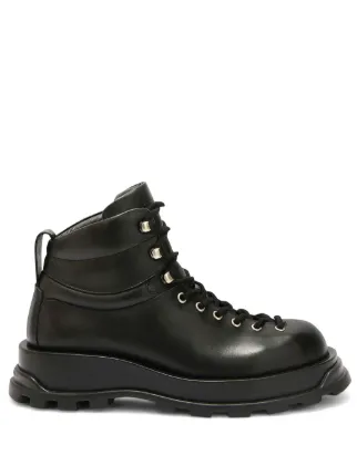 ！Noël！Jil Sander レザーアンクルブーツ ブラック Jil Sander レースアップ レザーアンクルブーツ | ブラック | FARFETCH JP