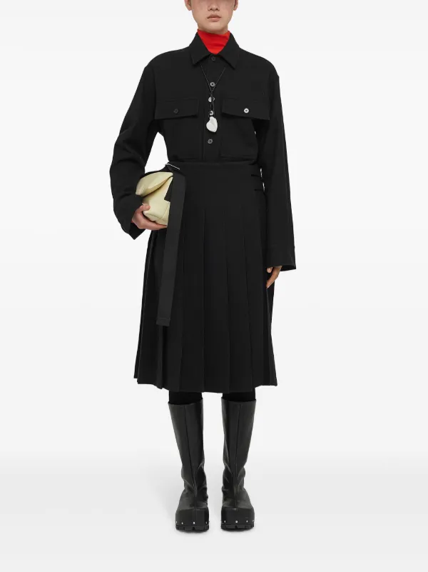 Jil Sander high-waist Pleated Midi Skirt | Black | FARFETCH
