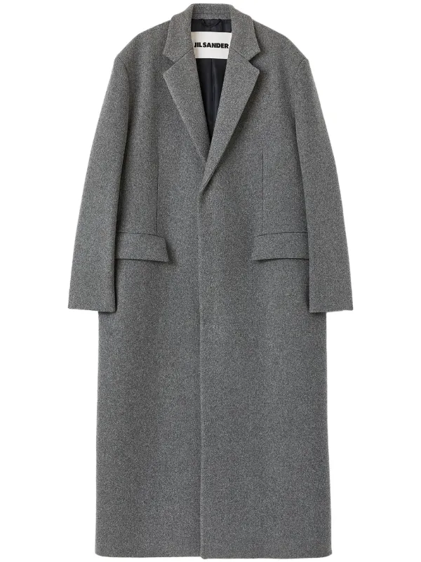 Jil Sander single breasted Wool Coat Grey FARFETCH HK