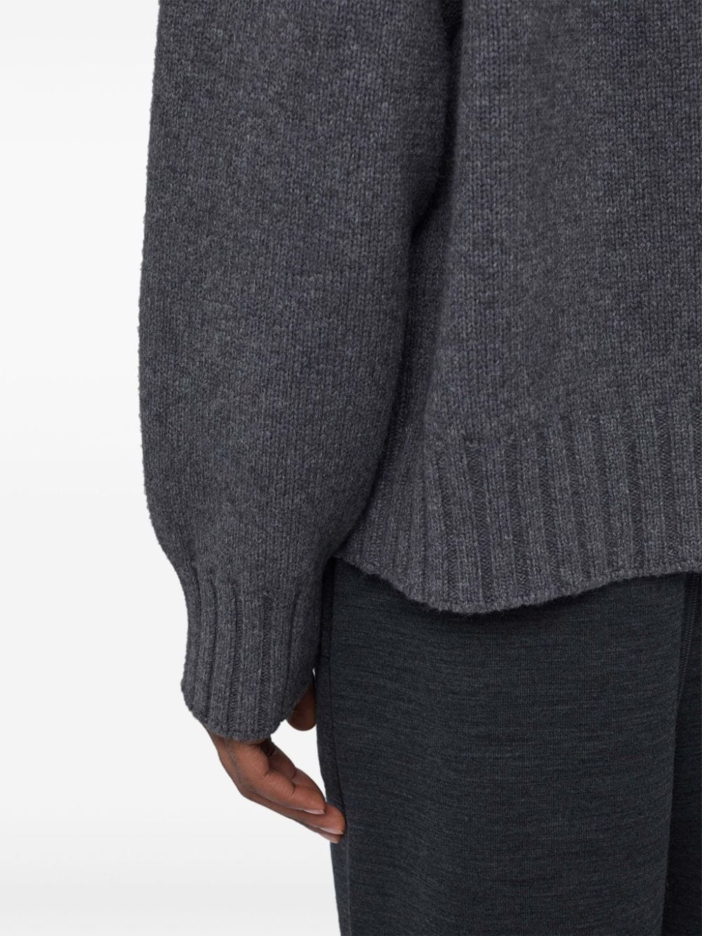 Shop Jil Sander High-neck Ribbed-knit Jumper In Grey