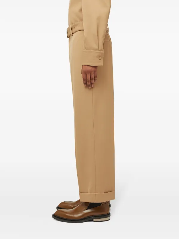 Jil Sander straight-leg Belted Wool Trousers | Brown | FARFETCH