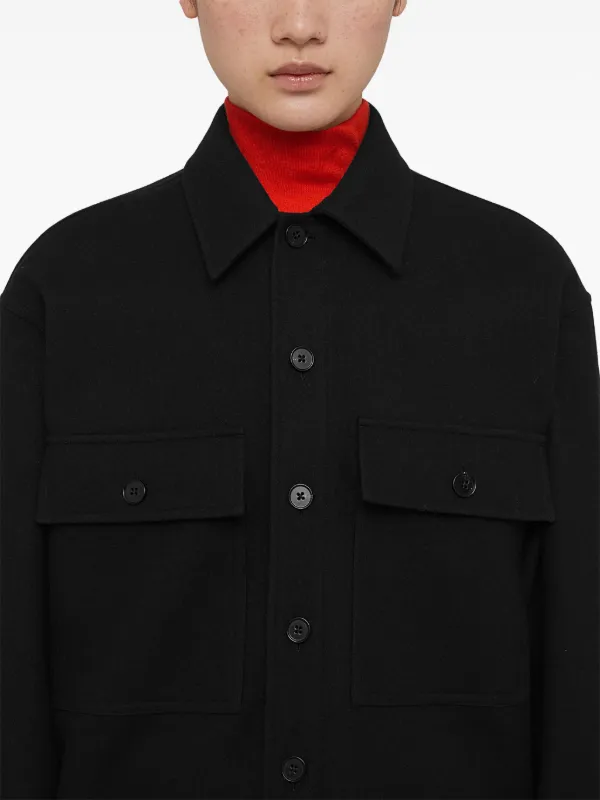 Jil Sander long-sleeve Wool Flannel Overshirt | Black | FARFETCH IN 