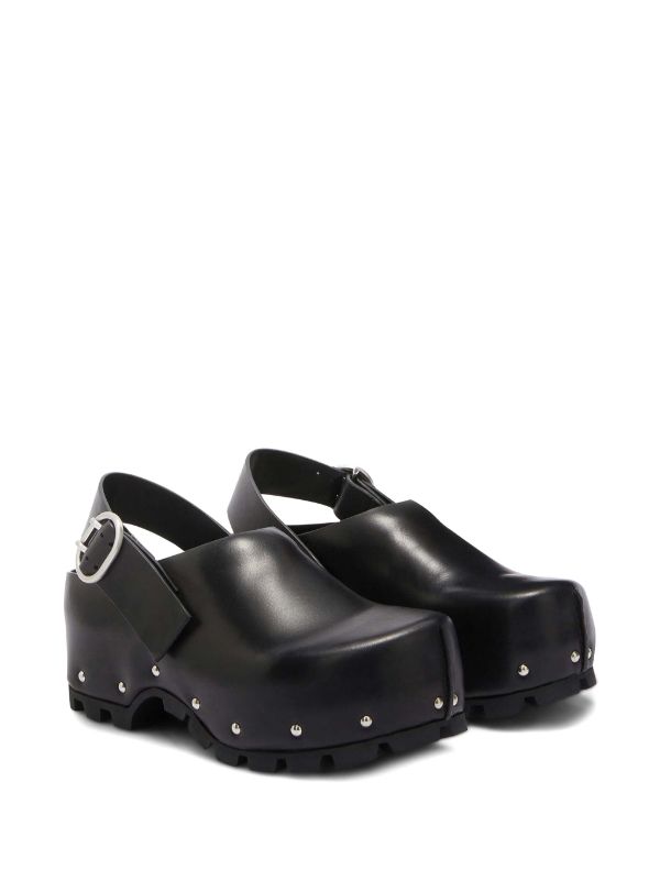 Jil Sander stud-embellished Leather Clogs | Black | FARFETCH IN