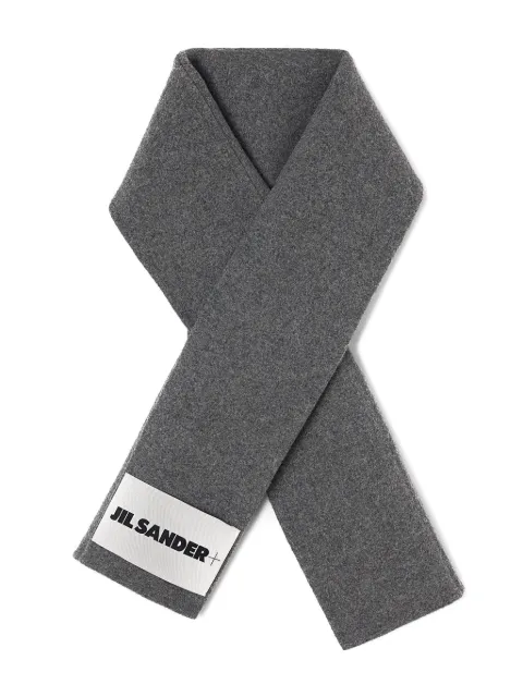 Jil Sander Melierter Schal mit Logo-Applikation