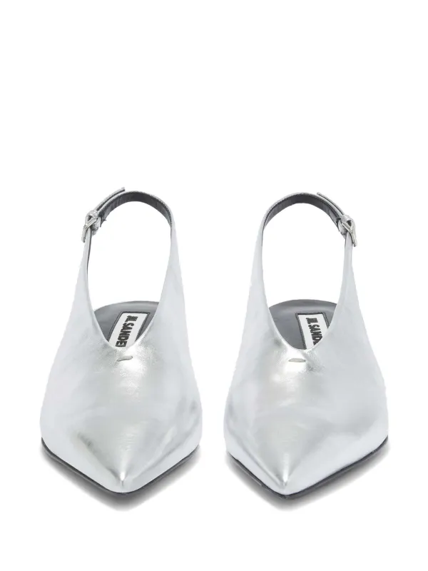 【JIL SANDER】メタリックレザーのスリングバックパンプス JIL SANDER】メタリックレザーのスリングバックパンプス
