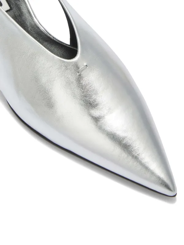 Jil Sander Metallic Slingback Pumps | Grey | FARFETCH JO