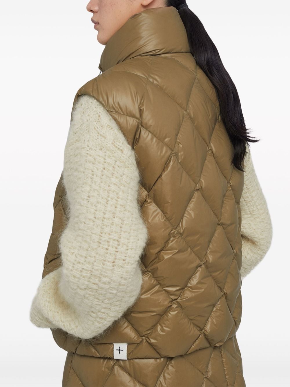 Shop Jil Sander Diamond-quilted Puffer Gilet In Brown