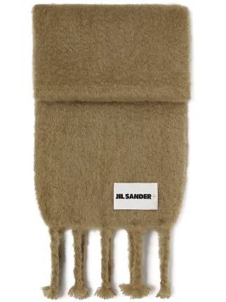 Jil Sander Fringed Brushed Scarf | Brown | FARFETCH