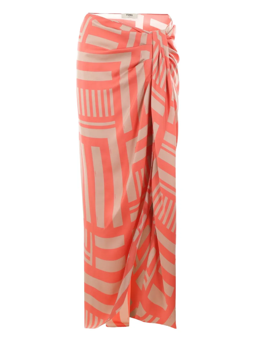FENDI Labyrinth geknoopte zijden rok Oranje