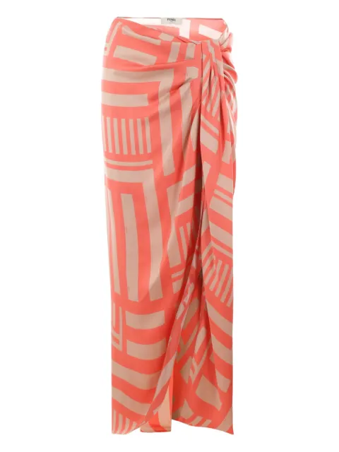 FENDI Labyrinth knotted full silk skirt