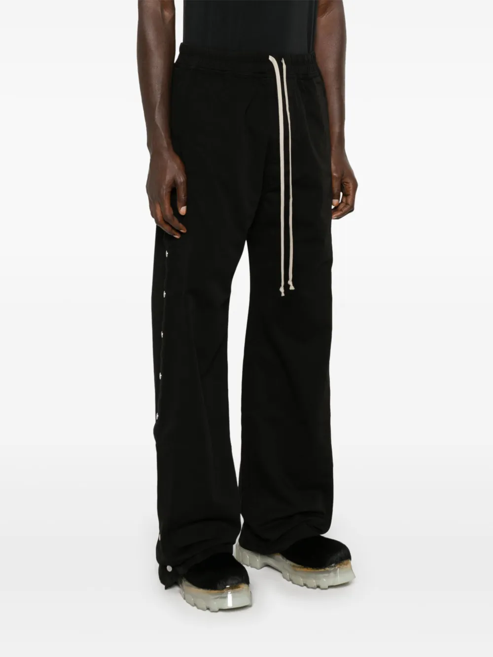 Rick Owens Drkshdw Side-slit Cotton Straight Trousers In Black