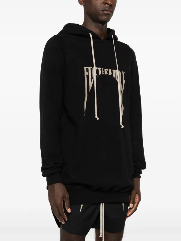 RICK OWENS ロングライン コットン スウェットパーカー Rick Owens オーガニックコットン パーカー | ブラック